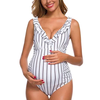 

Pregnant Swimwear Women Jumpsuit Plus Size Sexy Backless Halter Floral Printed Swimwear Maternity Swimsuit Fashion New Green