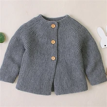 Pudcoco/Одежда для новорожденных девочек; вязаный хлопковый Однотонный свитер; куртка; пальто; верхняя одежда; свитер; одежда