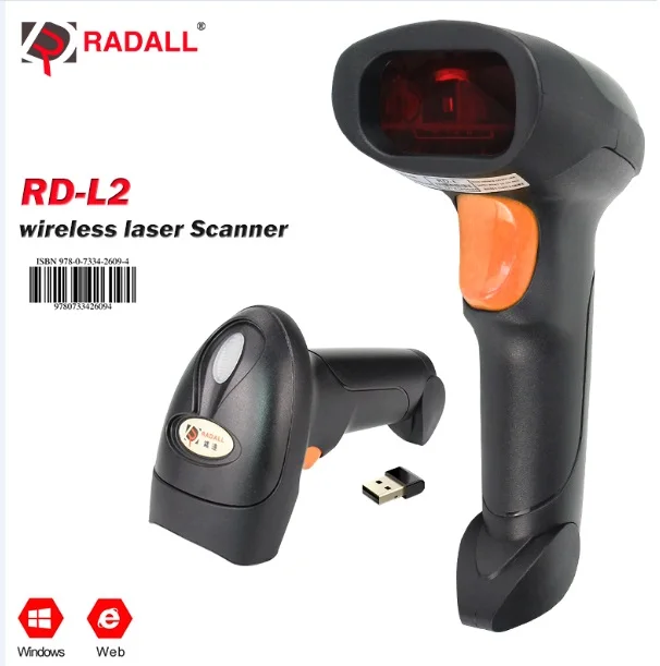 RD-L2 Wireless 1D Портативный сканер штрих-кода RADALL с Bluetooth проводом/беспроводной 2D/1D считыватель штрих-кодов Поддержка Android/iOS Win/Mac POS инвентарь - Цвет: RD-L2 Wireless 1D