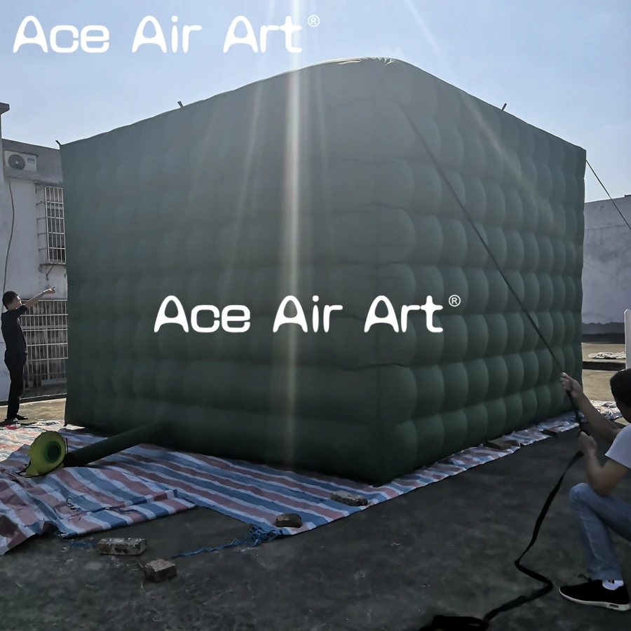  customize giant green square building inflatable cube tent with one door for party