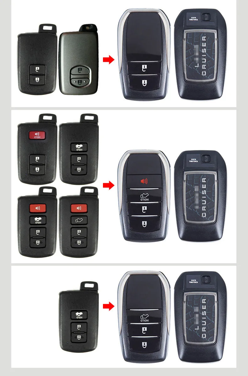 OEM Car Key Case Key Shell Holder Upgrade for Toyota Land Cruiser 200 FJ200 2008 2010 2011 2012 2013 2015 car key case