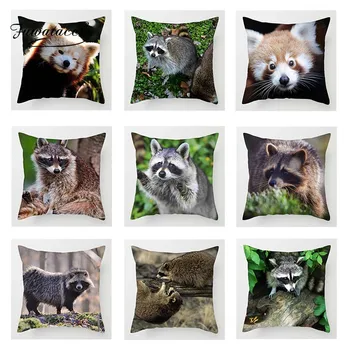 

Fuwatacchi Cute Animals Cushion Cover Raccoon Wildlife Printed Pillowcase for Home Sofa Bed Chair Decorative Pillows Covers