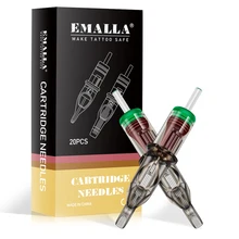 20PCS EMALLA Gray Tattoo Cartridge Needle 5/7/9/11/13/15M1 Permanent Eyebrow Lip Makeup Cartridge Needles for Tattoo Machine Pen