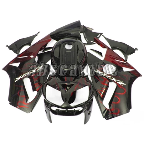ZX-12R 2000 2001 полный обтекатель комплект для Kawasaki ZX12R ZX-12R 2000 2001 ABS пластик кузова мотоцикла матовый черный с красным пламенем