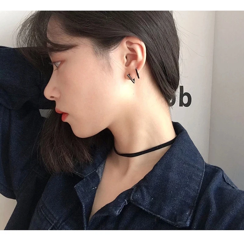 Stainless Steel Hoop Earrings for Women Men Black Rose Gold Plated Circle Round Earring Geometric Classic Cartilage Earrings