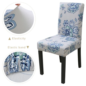 

New Printed Chair Covers Spandex Stretch Chair Covers Dining Slipcover Floral For Kitchen Wedding Banquet Decorative Chair Cover