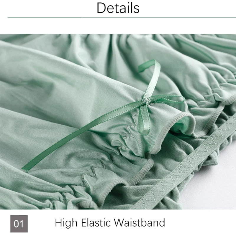 Women's Plus Size Mid Waist Bamboo Fibre Ruffles Rim Panties