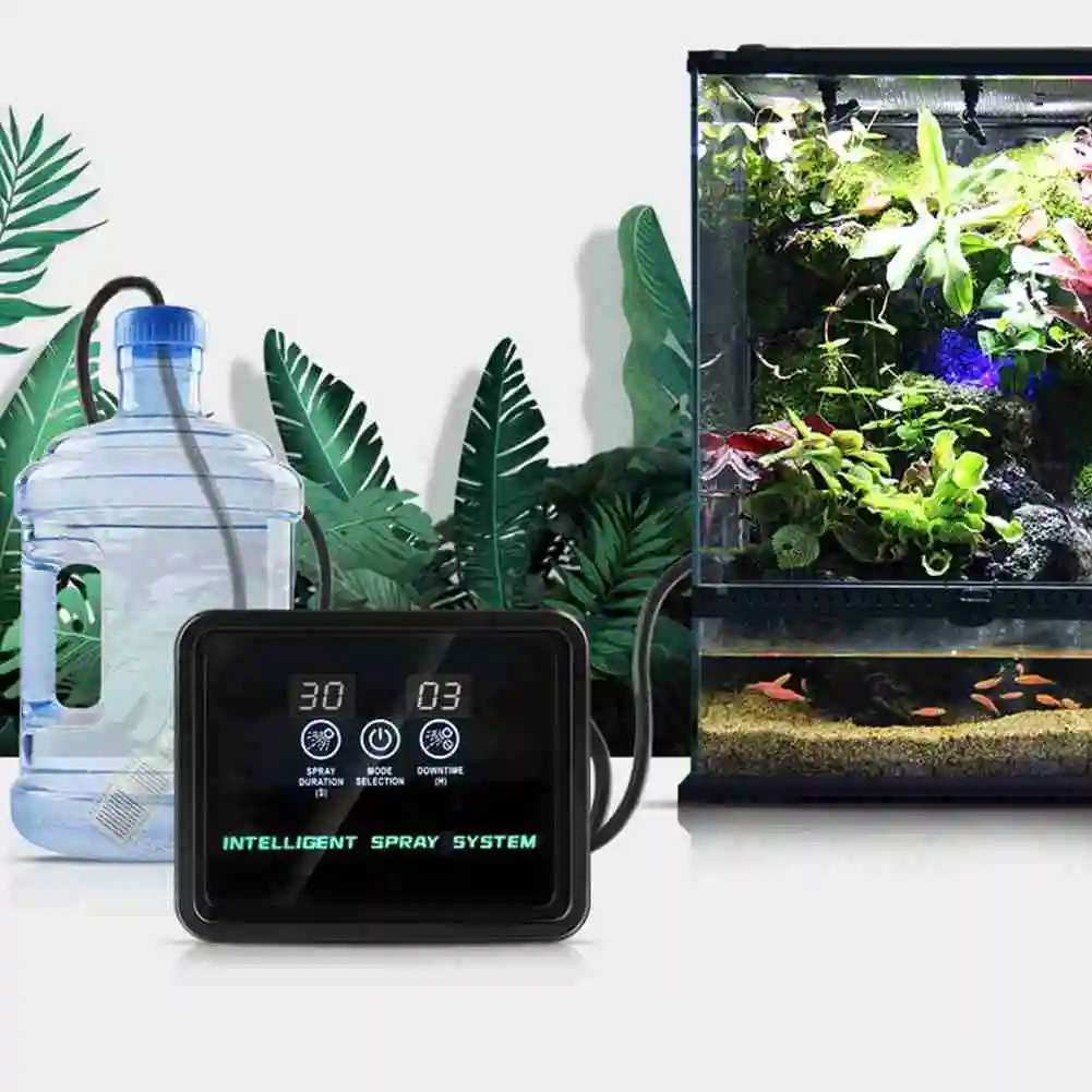 Intelligent Reptile Terrariums Fogger Water Humidifier Timer Automatic Watering Indoor Mist Spray System Kits Sprinkler