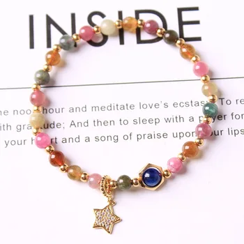 

Natural Brazil Candy Tourmaline DIY Pendant Bracelet Women Fashion Natural Jade Crystal Bead Jewelry Sweet Gift Accessories