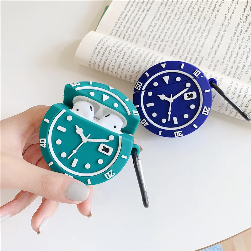 Для AirPod 2 Чехол 3D кварцевые часы мультфильм Мягкие силиконовые беспроводные