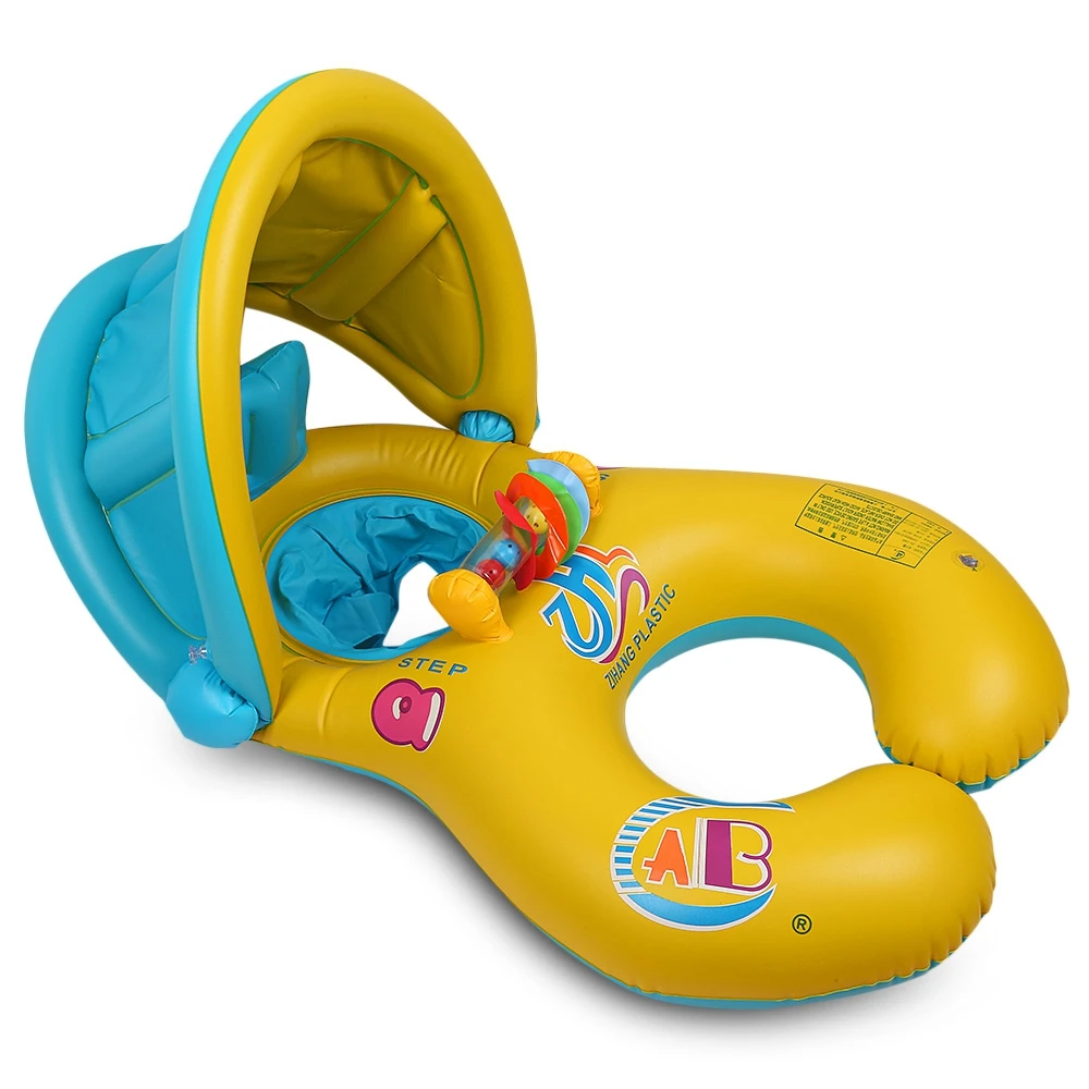 Inflatable Mother Baby Swim Float Ring Kids Seat Double Person Swimming Soft Ring Swimming Circle Babyfloat Accessories piscine (4)