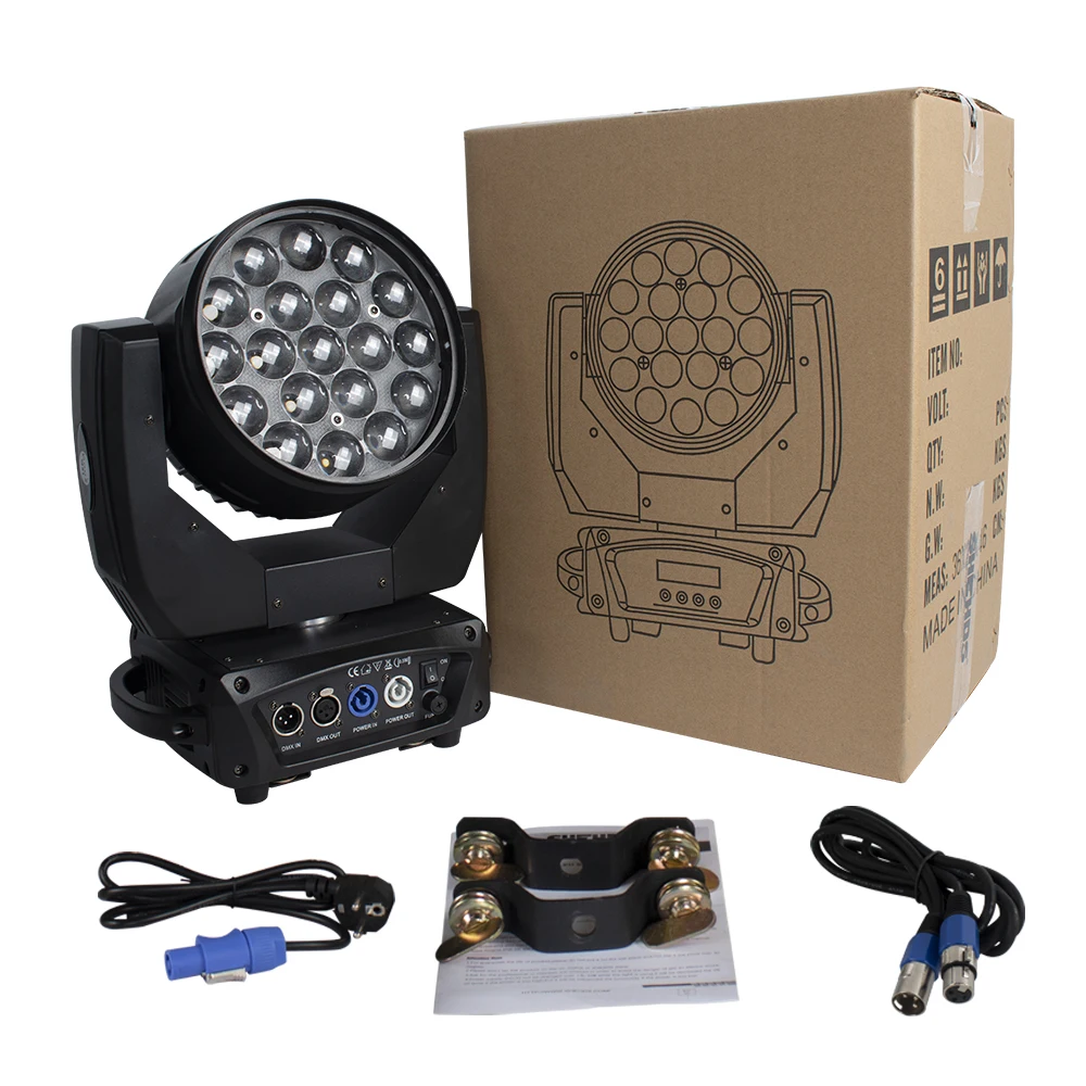 LED ムービングライト RGBW 19×15w 2台セット Amazon.com: LED Moving Head Light 19x15W Beam/Wash/Zoom Effect