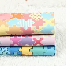 Полуметровая плотная хлопковая однотонная вязання Одежда Мягкий мультфильм головоломка принт ткань Пижама детская одежда D30