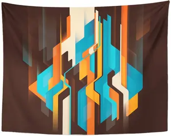 

Tapestry Blue Modern Abstract Style Futuristic with Various Designed Shapes in Color Colorful Solid Abstraction Tapestries Wall
