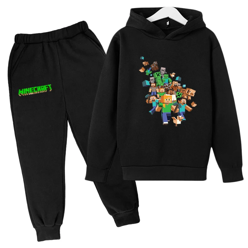 Minecrαft Game Cartoon Hoodies Sets Kids Boy Sweatshirt Sets Girls Clothes Winter Children Casual Tracksuit Hooded With Pant 2