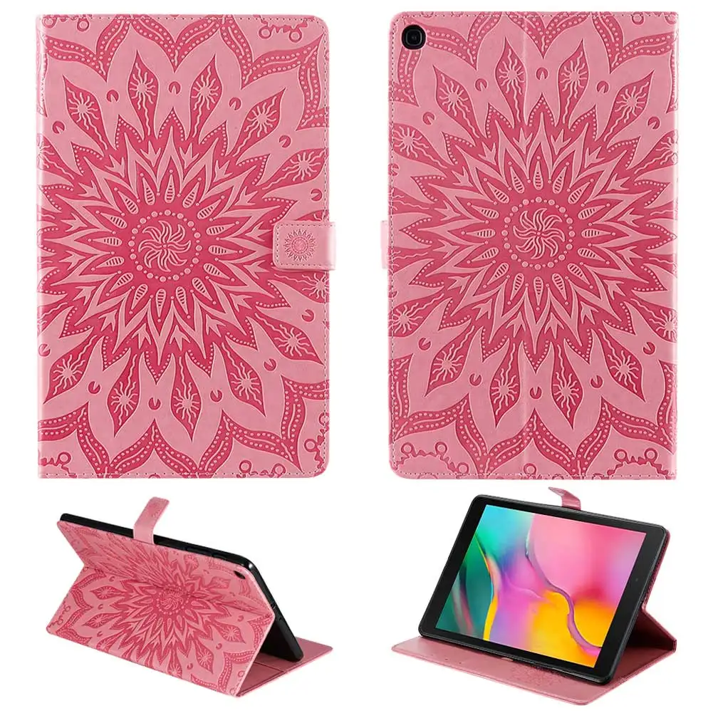 Защитный чехол для планшета с тиснением дерева из искусственной кожи для samsung Galaxy Tab A 10,1 дюймов SM-T510 T515 противоударный Магнитный чехол - Цвет: Pink B