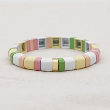

Shinus Girl Enamel Bracelet Bangle Alloy Women Bracelets 2020 Summer New Fashion Jewelry Boho Pulseras Cute Elastic Bangles
