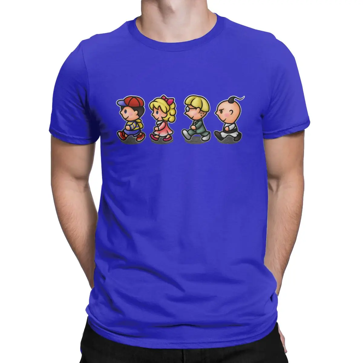 Мужские футболки Earthbound, для мальчиков, для мамы, для ролевых игр, хлопок, одежда, Ретро стиль, короткий рукав, вырез лодочкой, футболка, 4XL, 5XL, 6XL, футболки - Цвет: Синий