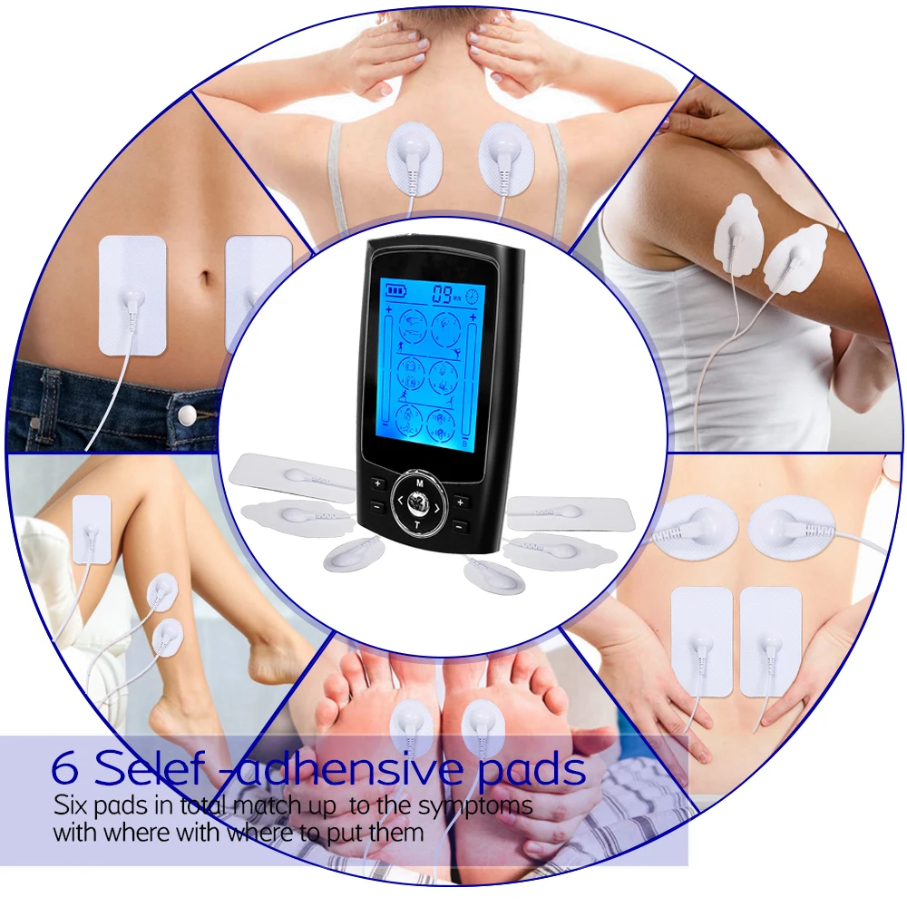 AccuRelief Unidad completa TENS 3 en 1, EMS, dispositivo masajeador,  estimulador muscular eléctrico para aliviar el dolor con 4 electrodos para