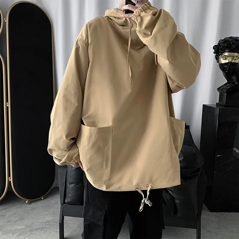 

Hoodie Men Plus Size Loose Solid Hooded Sweatshirt Ulzzang Hoodies Mens Korean Fashion Streetwear Students Sweatshirts Pockets