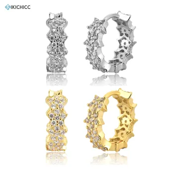 

Kikichicc 100% 925 Sterling Silver Gold Five Zircon Flower Hoops 2020 Clear CZ Crystal Loops Circle Round Fashion Jewelry