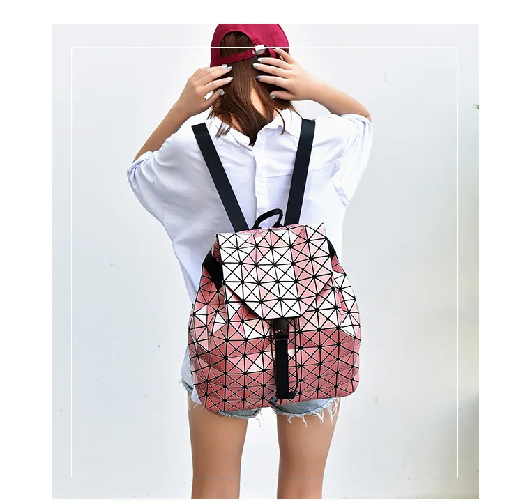 XZP женский рюкзак, Складные рюкзаки с геометрическим рисунком, mochila feminina mujer, рюкзак для девочек-подростков, сумка на шнурке, голографический рюкзак