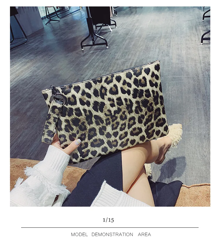 Casual Bags for Women Animal Print Leopard Clutch Female Fashion Design Leather Wallet Messenger Bag Ladies Elegant Handbag