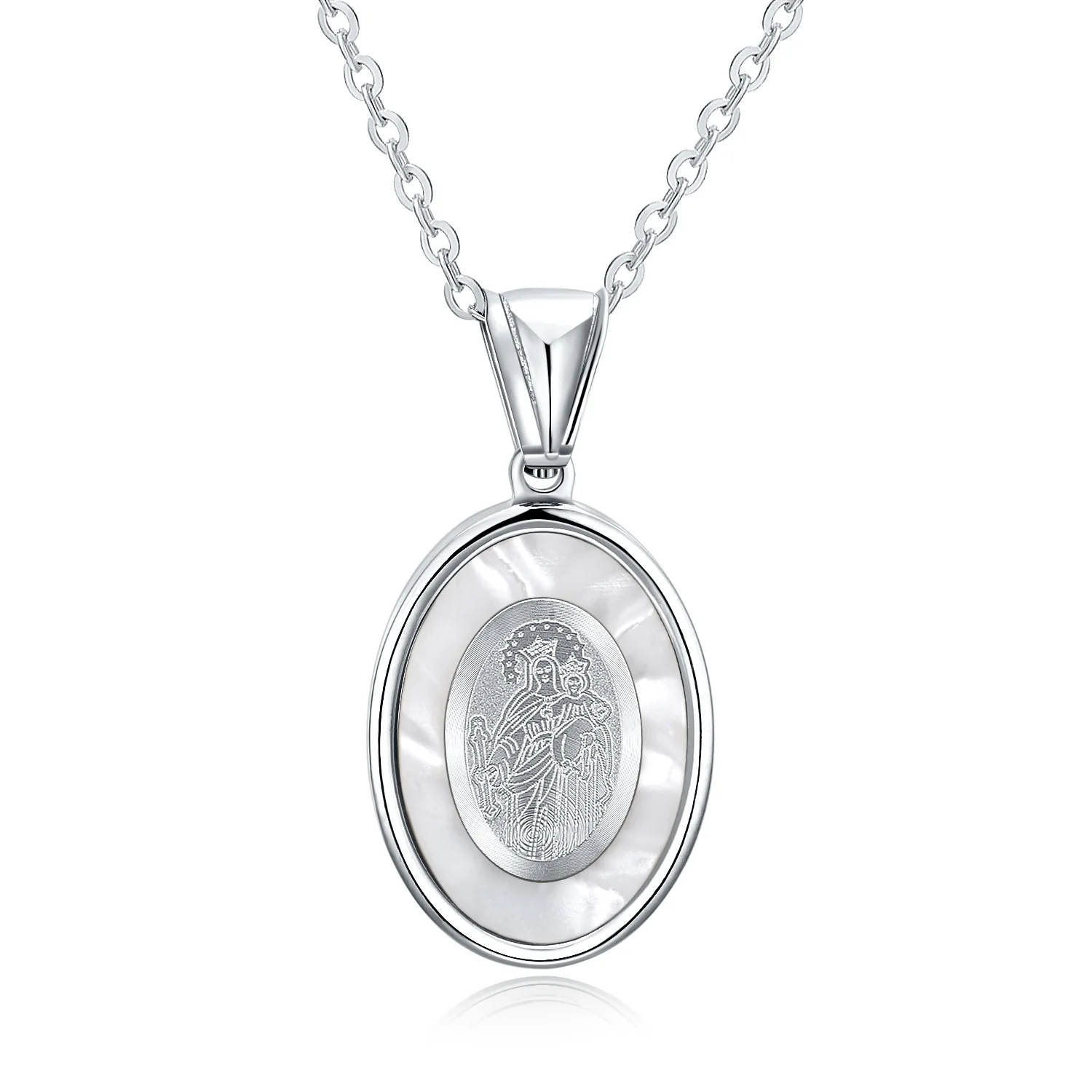 Europe And America New Style Religious Accessories Blessed Virgin Mary Maria Titanium Steel Necklace Men And Women-Necklace Holi