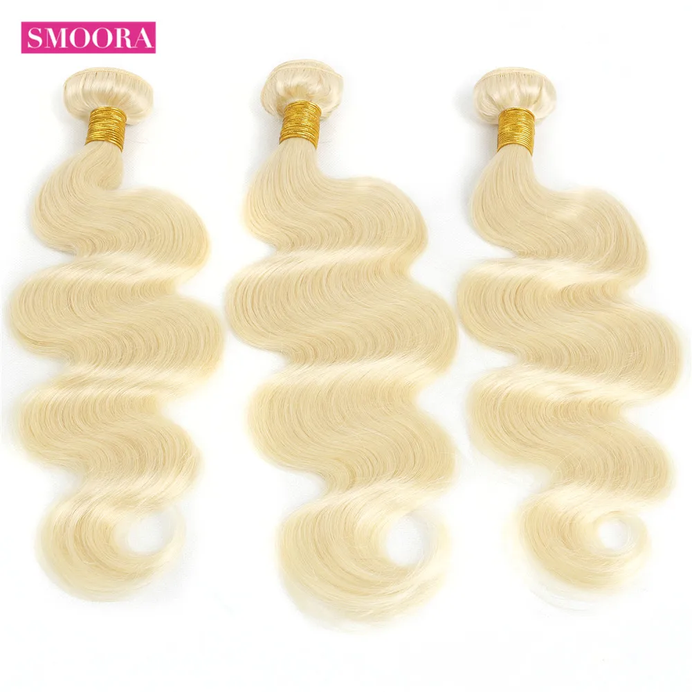 Smoora Hair Brazilian Body Wave 613 Blonde Human Hair Bundles Mix Length 3 4 Pcs 10-30 inch 613 Blonde Remy Hair Extensions (2)