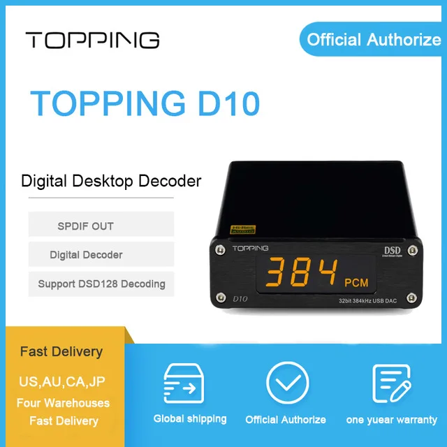  TOPPING D10 usb dac spdif A dac XMOS XU208 ES9018K2M decodificador OPA2134 óptico Coaxial salida rc