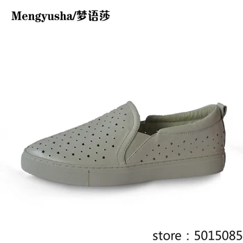 

Mengyusha2018 New Summer Women's Shoes Genuine Leather Flats Female Casual Woman Loafers Black