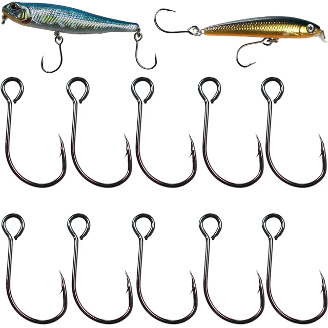 10pcs Fishing Hooks Set High Carbon Steel Inline Single Hook Jig Barbed  Fishhook Fishing Tackle Accessories assist hooks for jig - AliExpress