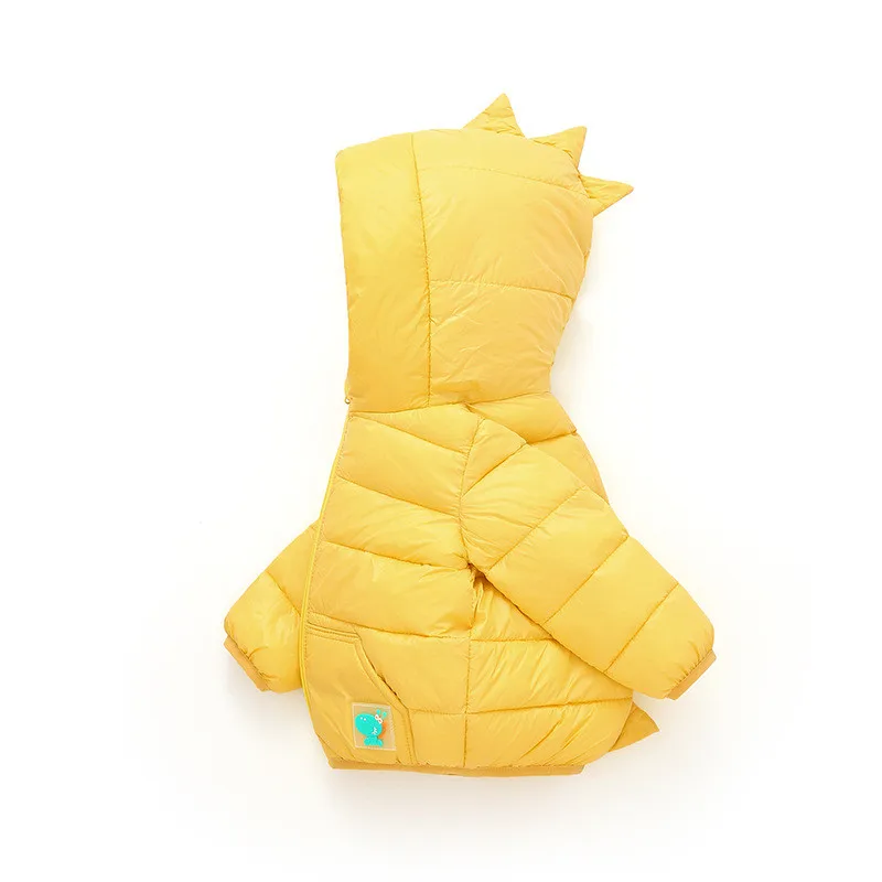 Baby Girls Hooded Down Jackets Coats Spring Boys Cartoon Dinosaur Thicken Warm Jacket Newborn Toddler Kids Girl Zipper Outerwear