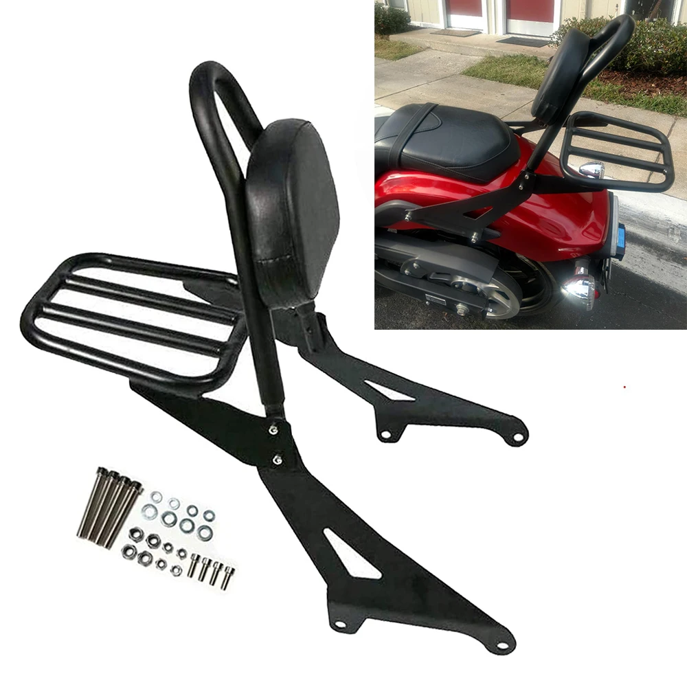 Three T Motorcycle Detachable Passenger Backrest Sissy Bar with Luggage Rack Compatible With Stryker 1300 XVS1300 2011-2017 