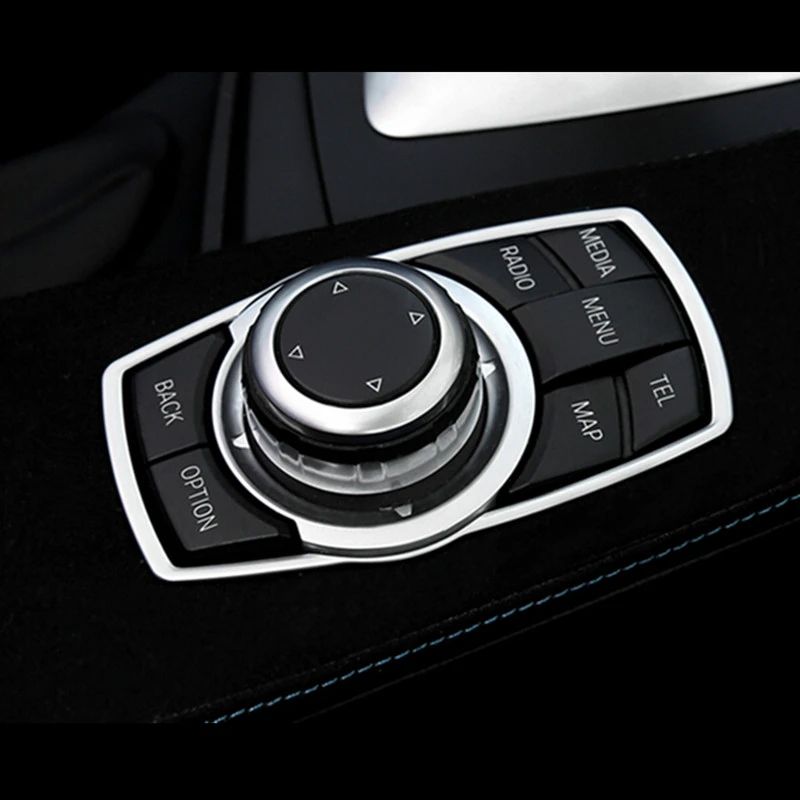 Black Qook Car Interior Center Console Multimedia Buttons Decorative Cover Frame Trim for BMW X1 X3 X5 X6 F30 E90 F10 F18 F25 E60
