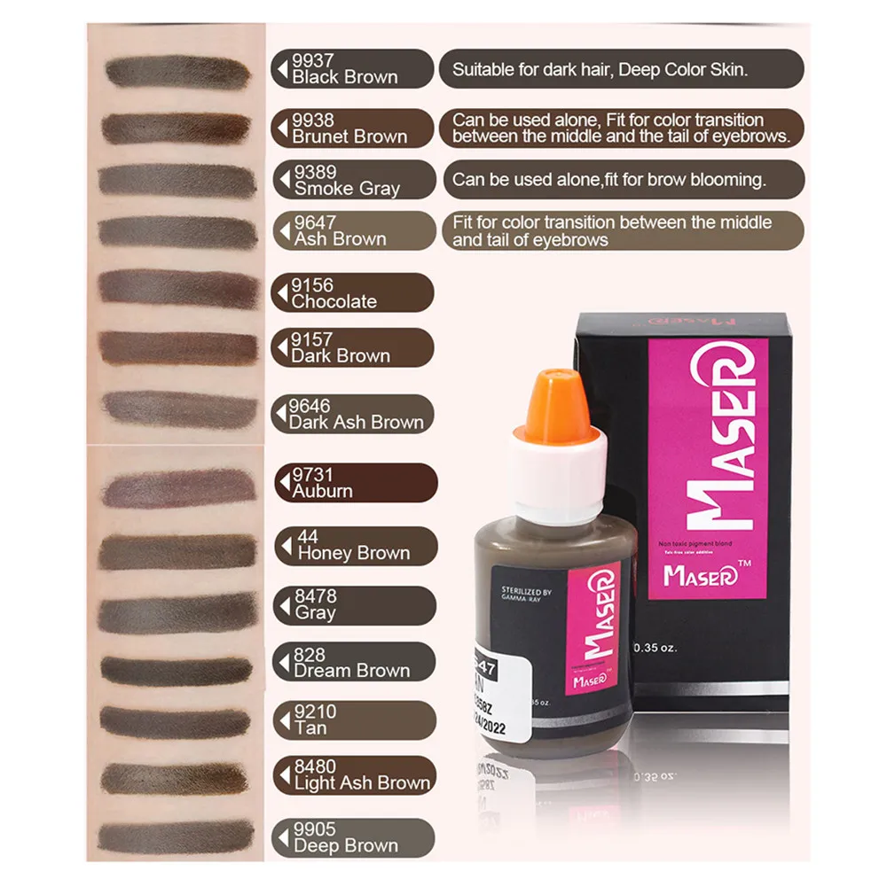 Maser Tattoo Ink 16 Colors For Choose Permanent Makeup Pigments For Eyebrows Microblading Beauty Safe Use Tattoo Machine Pen
