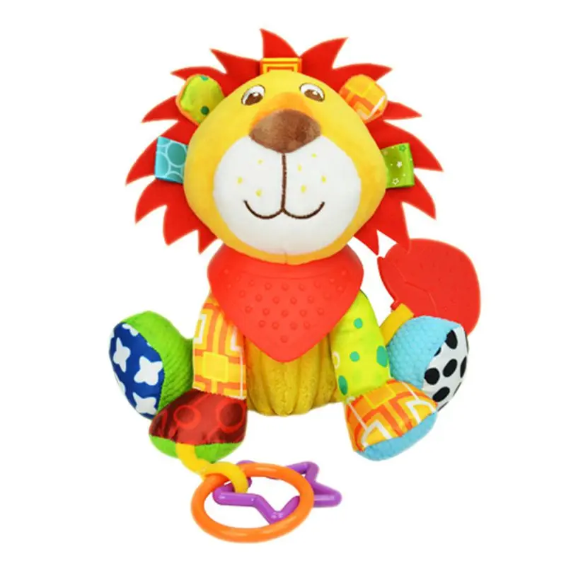 Игрушка-колокольчик в виде животных, обучающие игрушки для детей, погремушка-колокольчик, подвижная игрушка висящая над кроватью, плюшевая игрушка-прорезыватель для зубов - Цвет: Lion