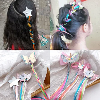 

Girls Cute Colorful Wig Cartoon Unicorn Hair Clips Sweet Princess Hair Ornament Headband Hairpins Kids Fashion Hair Accessories