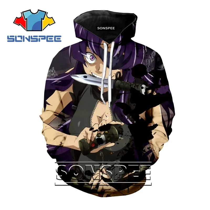 SONSPEE 3D Print Kid boy girl teens hoodie Anime hip hip rock comic Future Diary Sweatshirt Long sleeve Harajuku streetwear C185