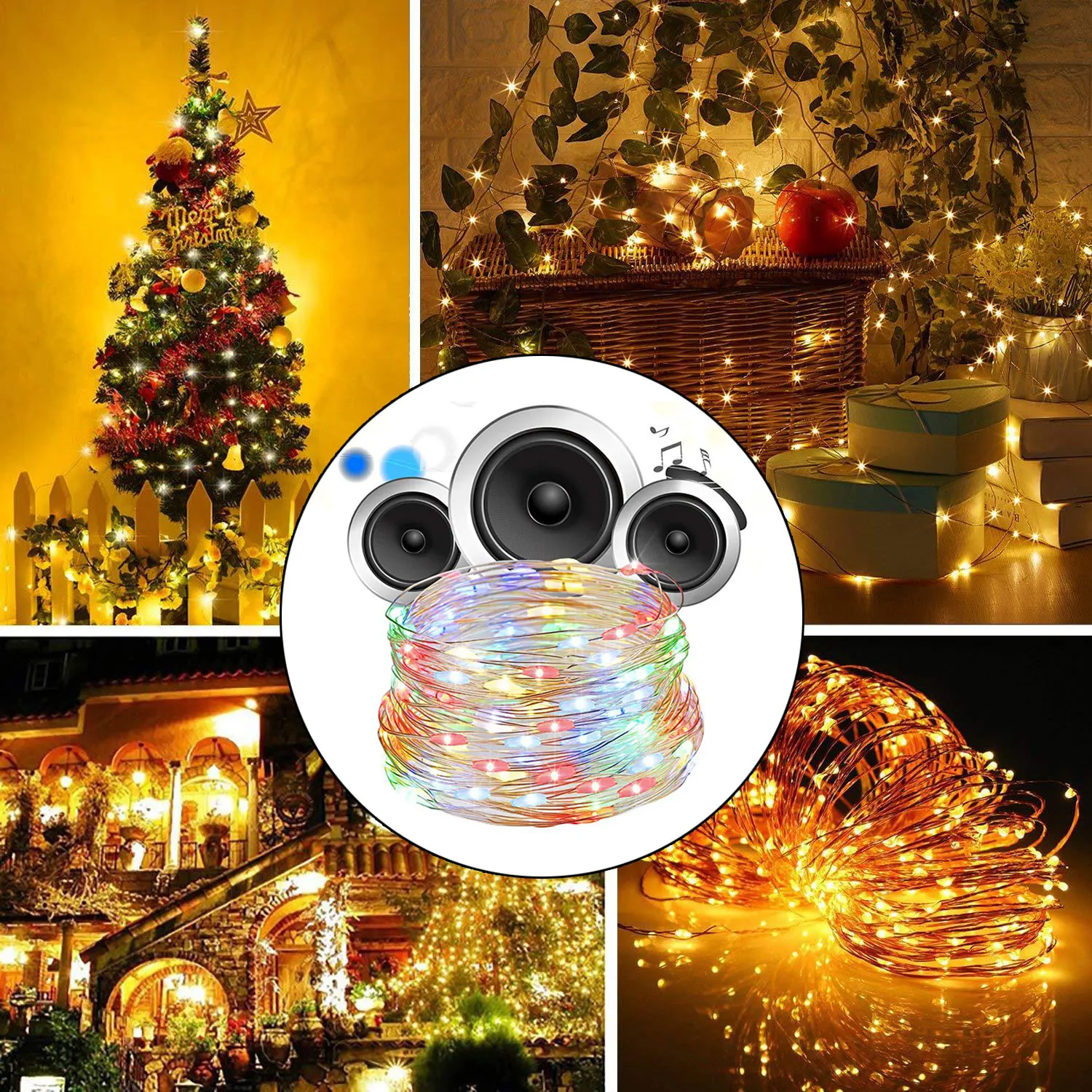 

USB String Lights with Music 8 Modes 17 Keys Remote Control Fairy Lamp Decorations VJ-Drop