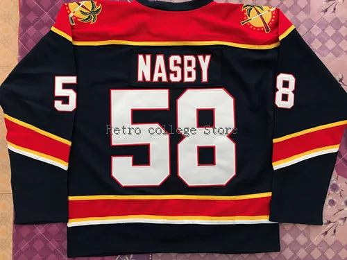 58 Bret Nasby Florida Panthers Ретро Возврат хоккейная Джерси Вышивка сшитая под заказ любое количество и имя