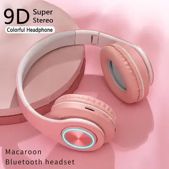 

Wireless Bluetooth Headphone For Girl Lady 9D Stereo Hifi Sound Earbuds Portable Foldable Glowing Earphone Sport Running Headset
