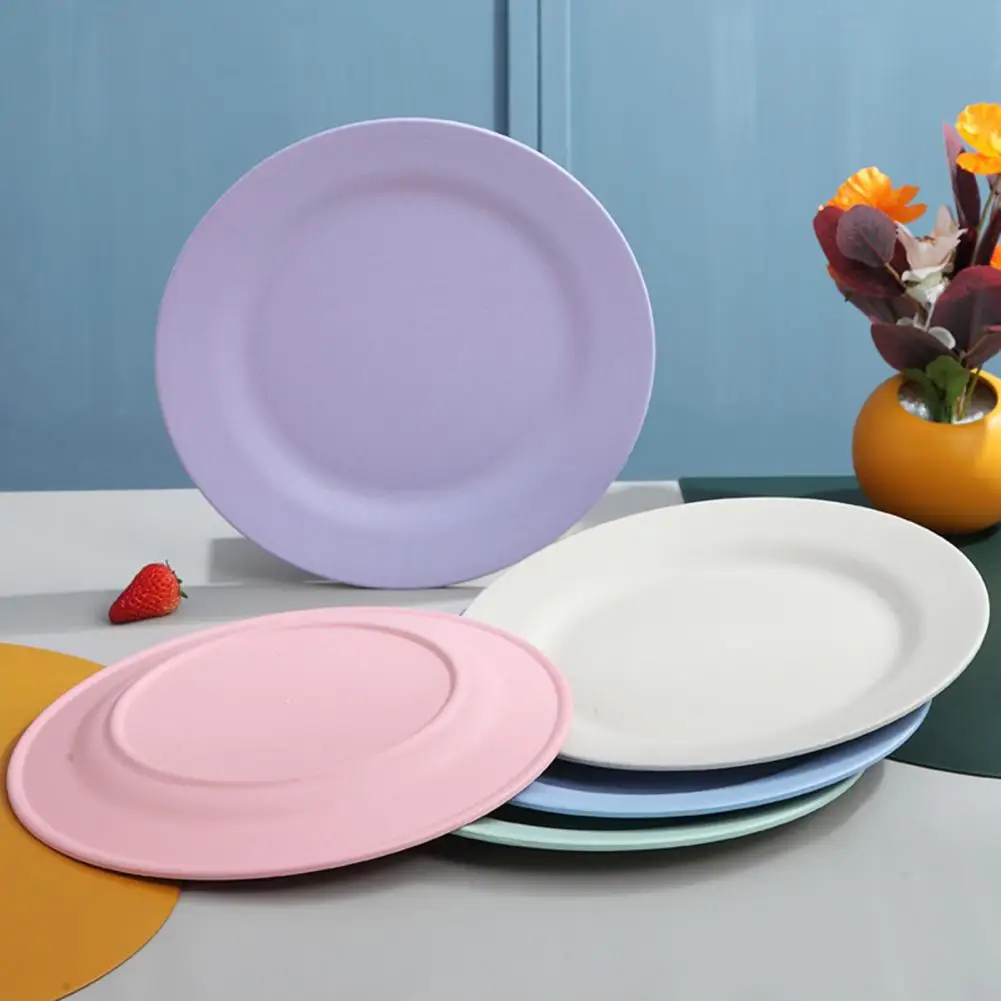25cm Plates dinnerware Wheat Straw Plates Unbreakable Lightweight Dinner Reusable plastic plate Set Set Dinner