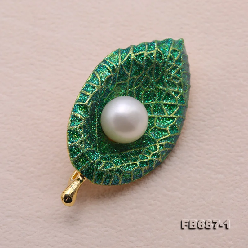 JYX New Leaf shape 10.5mm natural freshwater pearls pins shinning zircon elegant gift