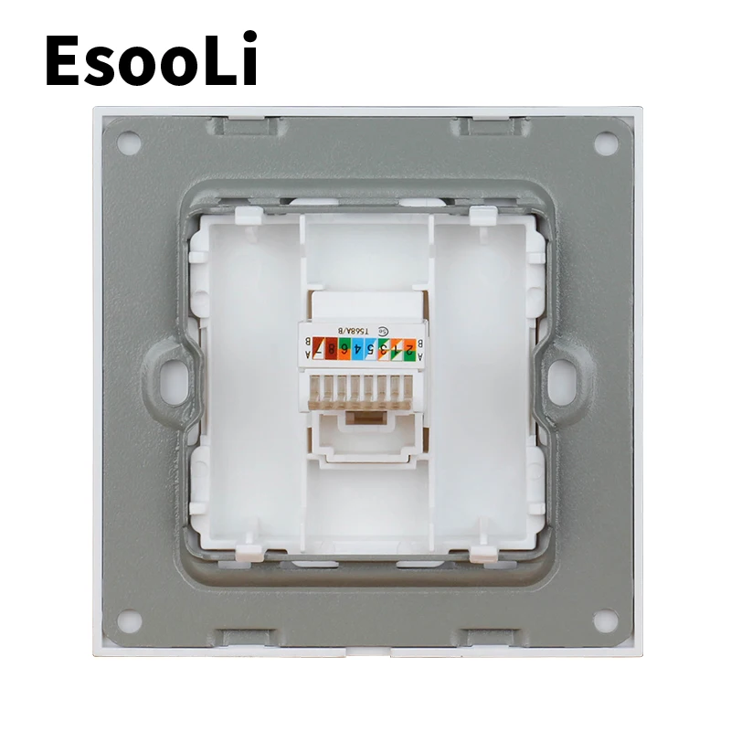 Розетка стеновая EsooLi RJ45 с прозрачной стеклянной панелью соединитель для