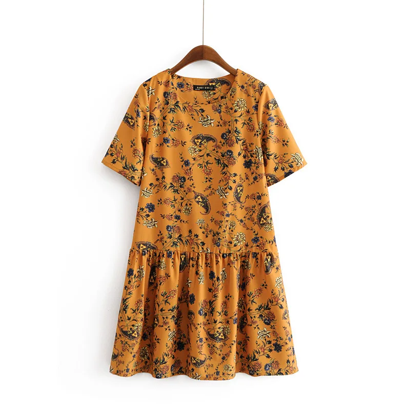 

2018 Western Style Spring And Summer WOMEN'S Dress New Style Printed Loose-Fit Dress Princess Dress Large Size
