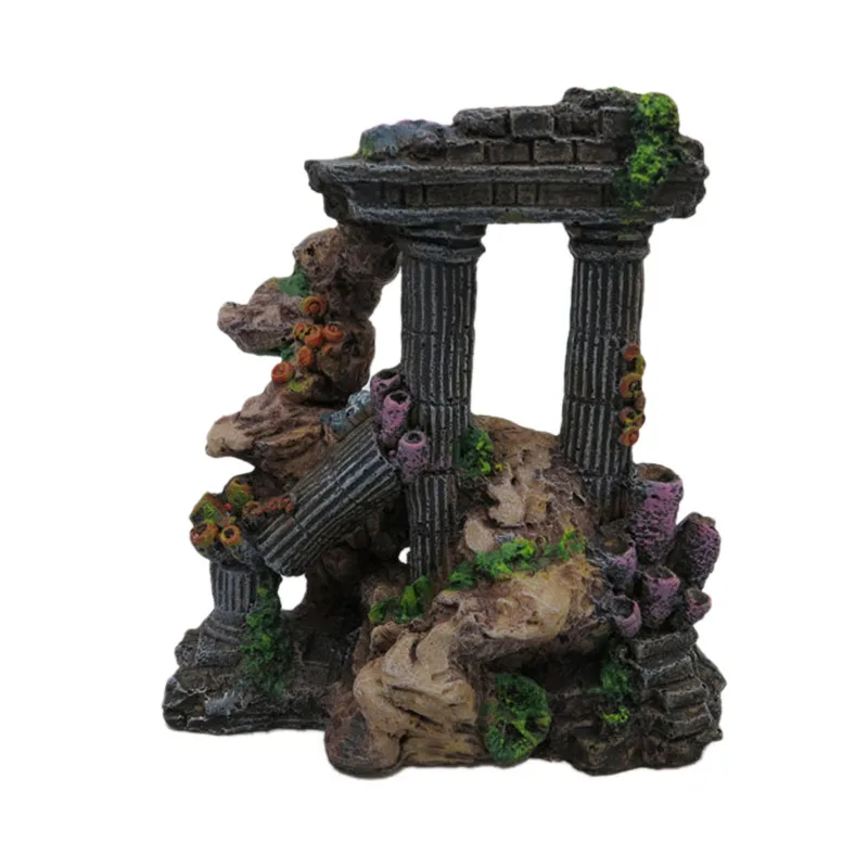 Simulation Resin Roman Column Aquarium Decorations Fish Tank Rock Ruins