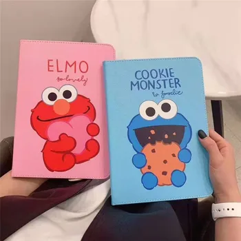 

PU leather case for Ipad 2019 new model pro 10.2inch Cute Cartoon monster elmo pattern tablet cover
