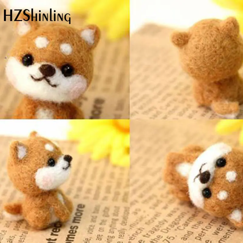Non-Finished Wool Felt Needle Poked Kitting DIY Cute Animal Dog Panda Rabbit Wool Felting Package Handmade Pets Toy Doll Decor