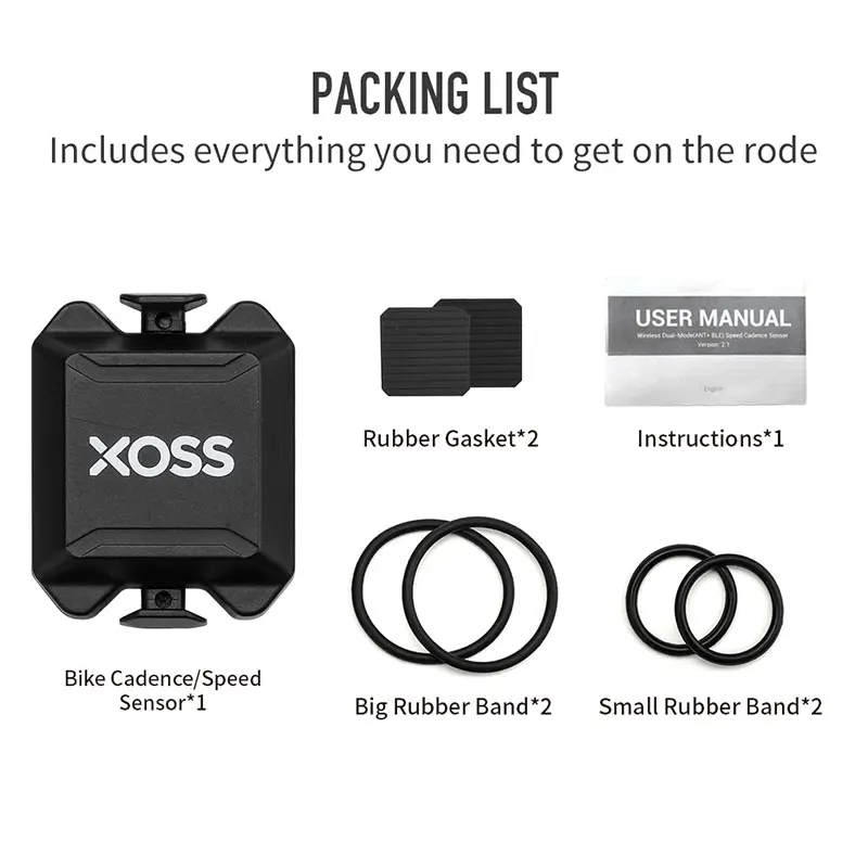 XOSS Cycling Computer Speed/Cadence Dual Sensor ANT Bluetooth For GARMIN Bryton 